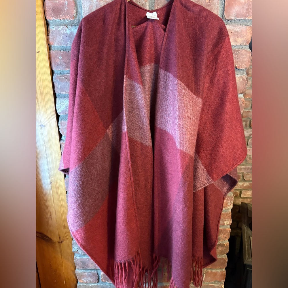 Woolrich Burgundy Plaid Poncho/Shawl